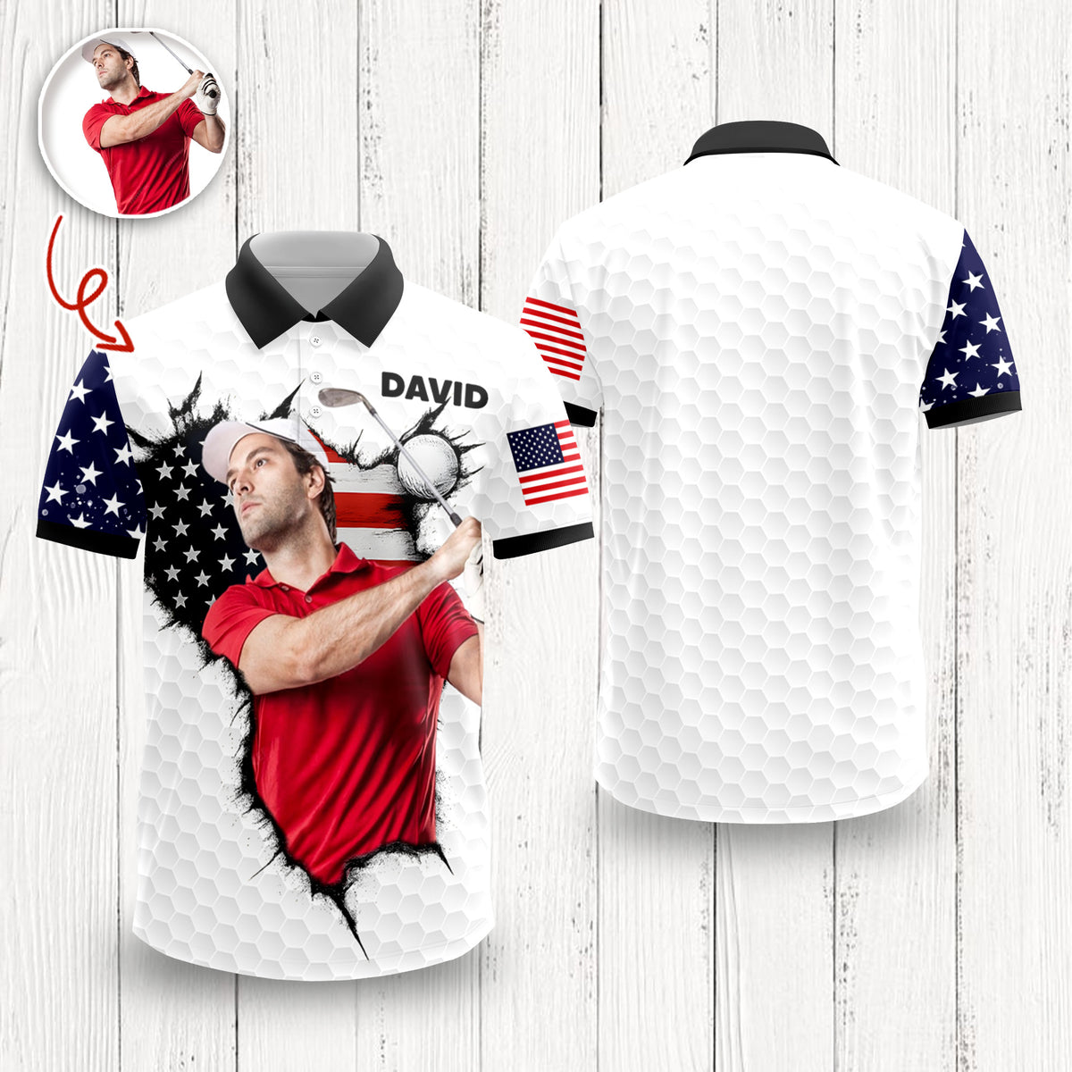 Custom Photo Polo Shirt For Golfer TH10 898097