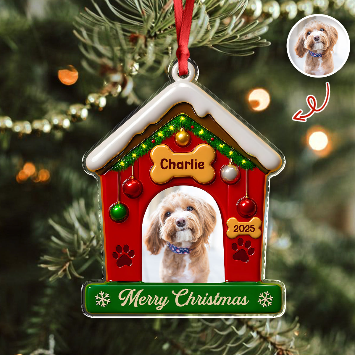 My First Christmas With Dog Photo Acrylic Ornament Gift For Dog Lovers CH07 896840