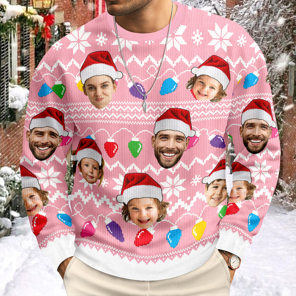 Custom Funny Face Photo Xmas Leds Family Ugly Sweater HO82 900076