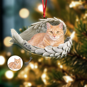 Custom Photo Cat Within Angel Wings Memorial Cat Acrylic Ornament HA75 897238