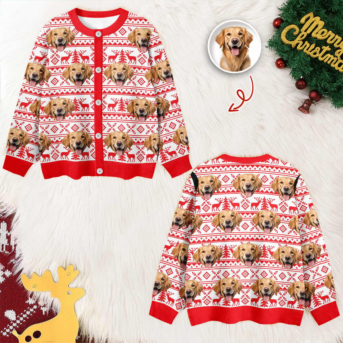 Custom Dog Photo Cardigan Gift For Dog Lovers LM32 897125