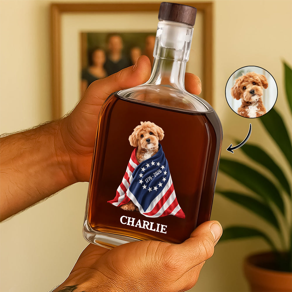 Custom Photo Dog Cat With US 250 Whiskey Bottle HO82 901256
