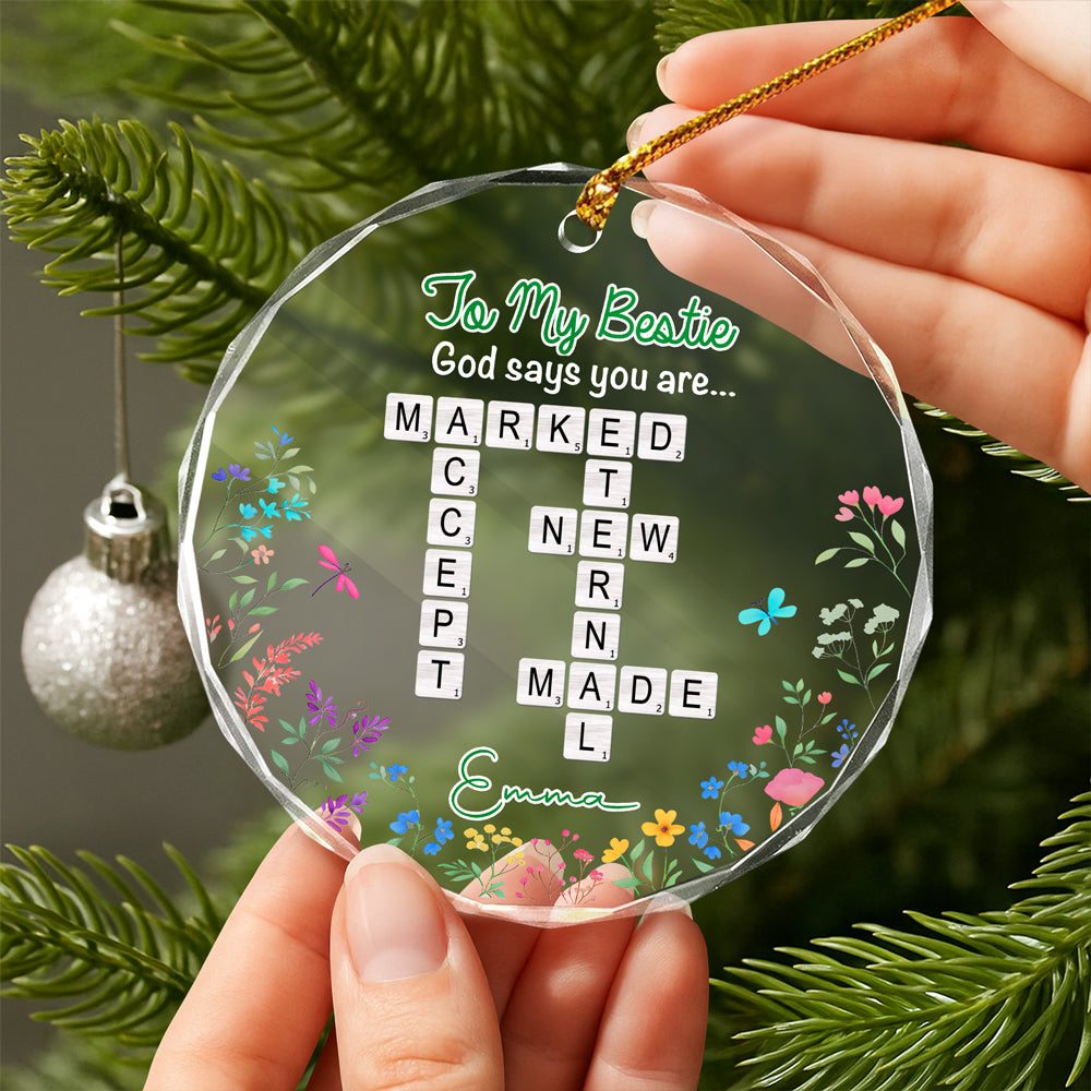 To My Daughter God Says You Are Crosswords Glass Circle Ornament LM32 895381
