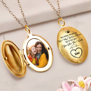 Custom Photo Happy Mother's Day Gift To Me You Are The World Locket Necklace HO82 893658