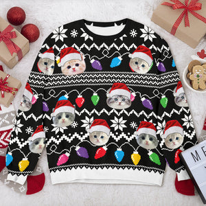 Custom Photo Xmas Leds Cat Ugly Sweater HO80 900080
