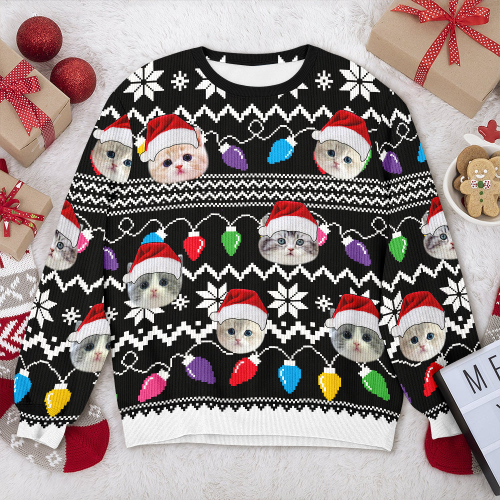 Custom Photo Xmas Leds Cat Ugly Sweater HO80 900080