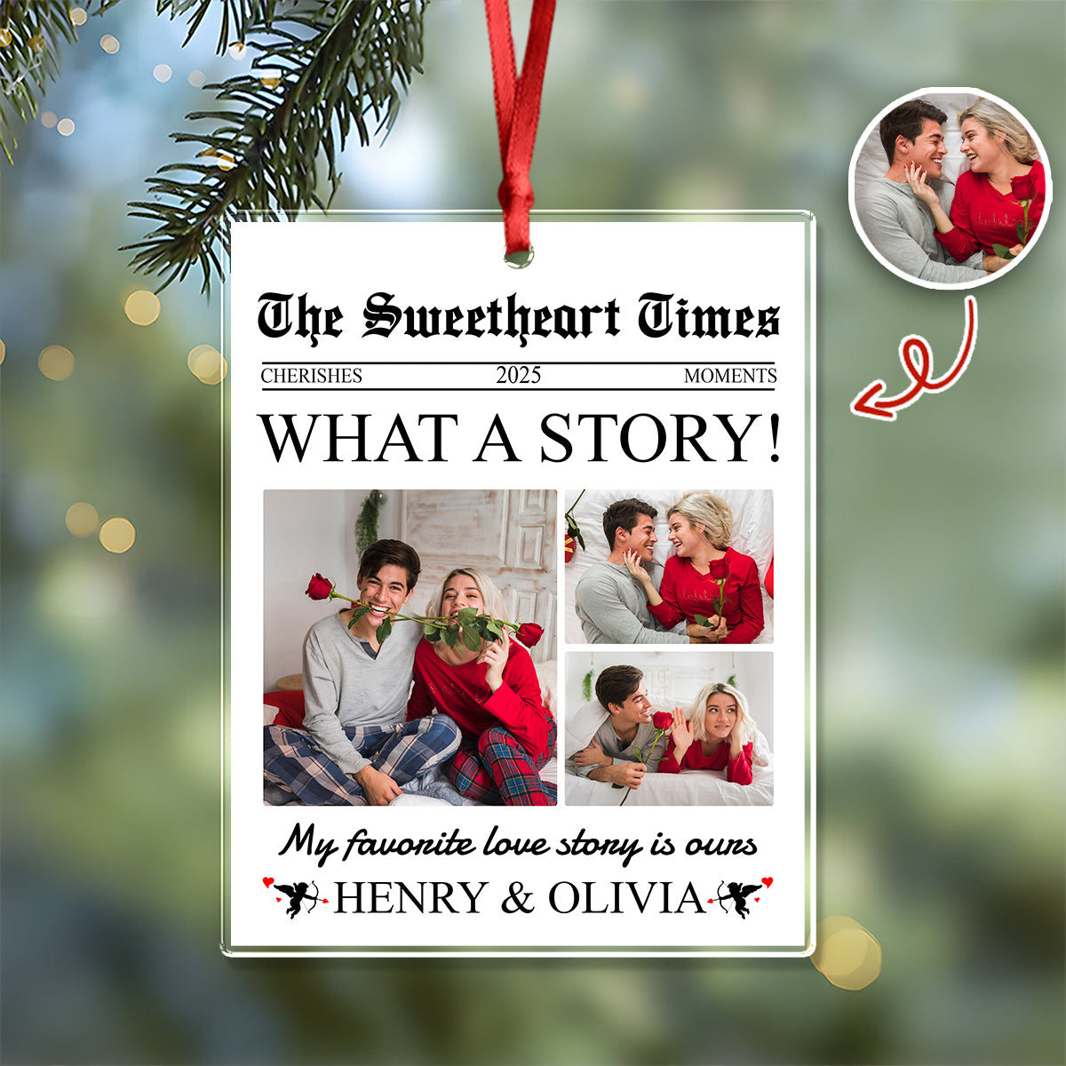 Custom Photo The Sweetheart Times Acrylic Ornament Christmas Gift For Couples HO82 894852