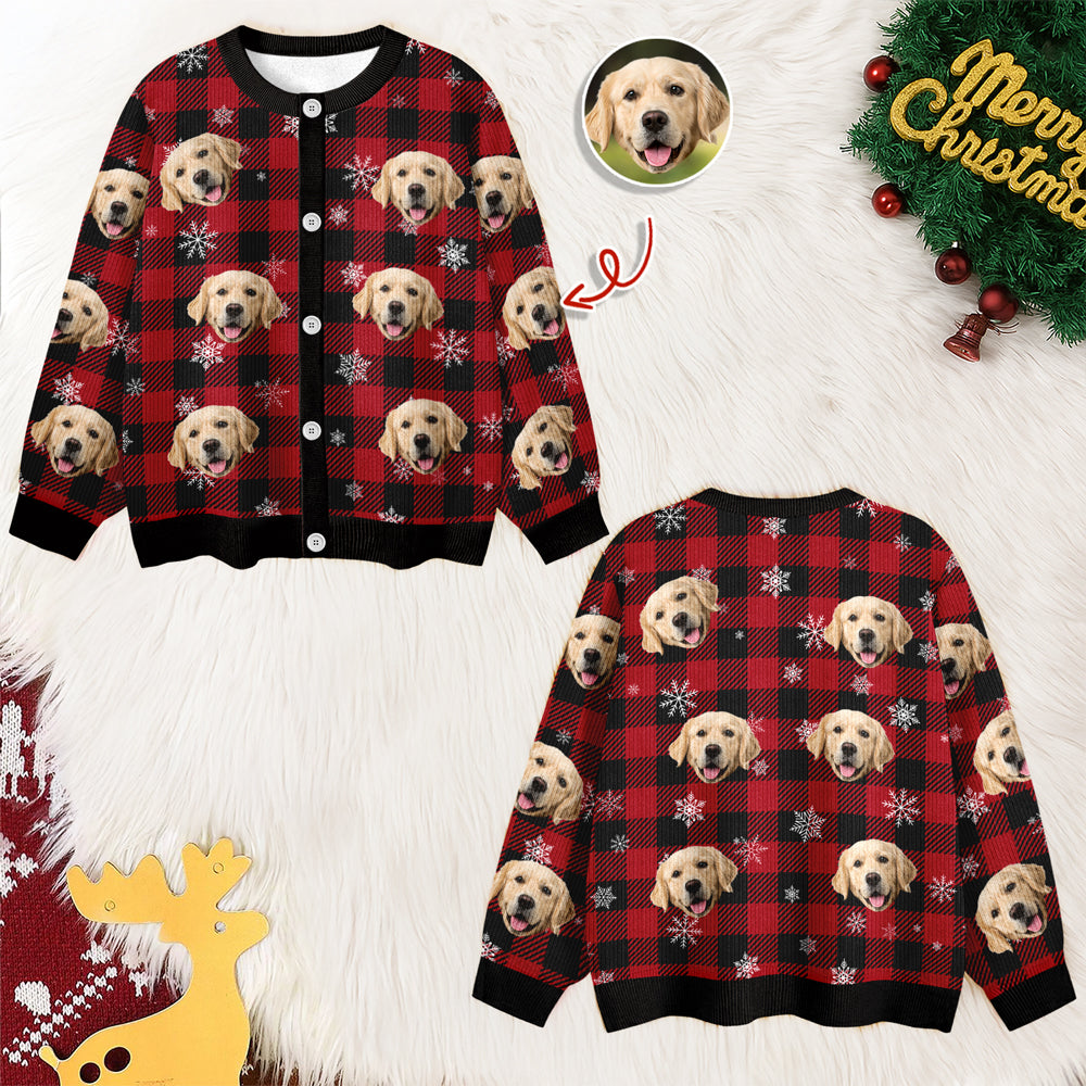 Custom Photo Christmas Ugly Cardigan Gift For Dog Lover CH07 899832