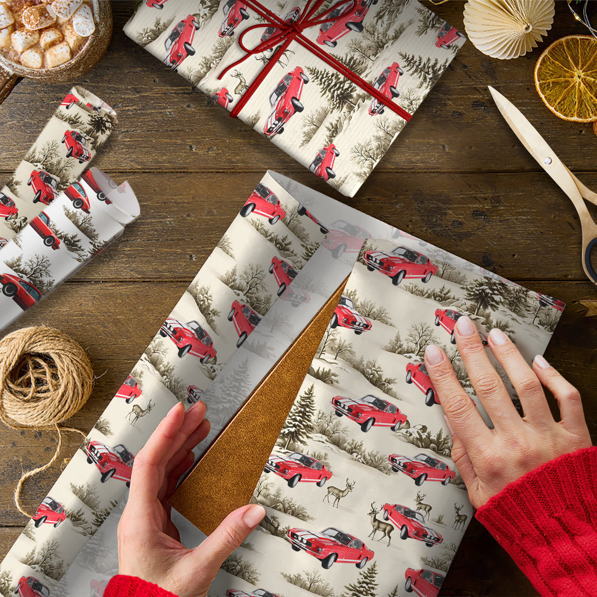 Custom Car Photo Vintage Tropical Christmas Gift Wrapping Paper LM32 897323