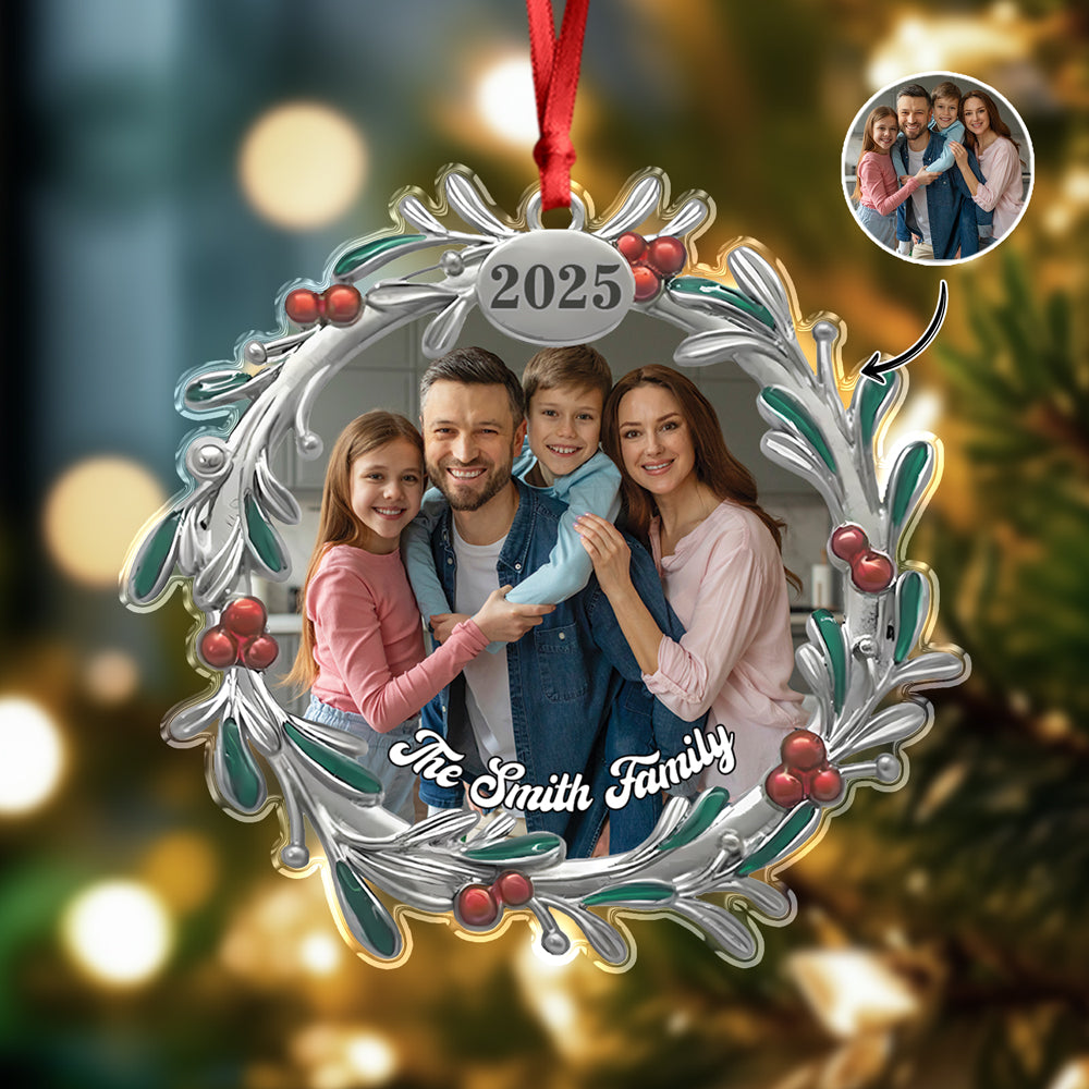 Custom Family Photo 2025 Christmas Wreath Acrylic Ornament LM32 897389
