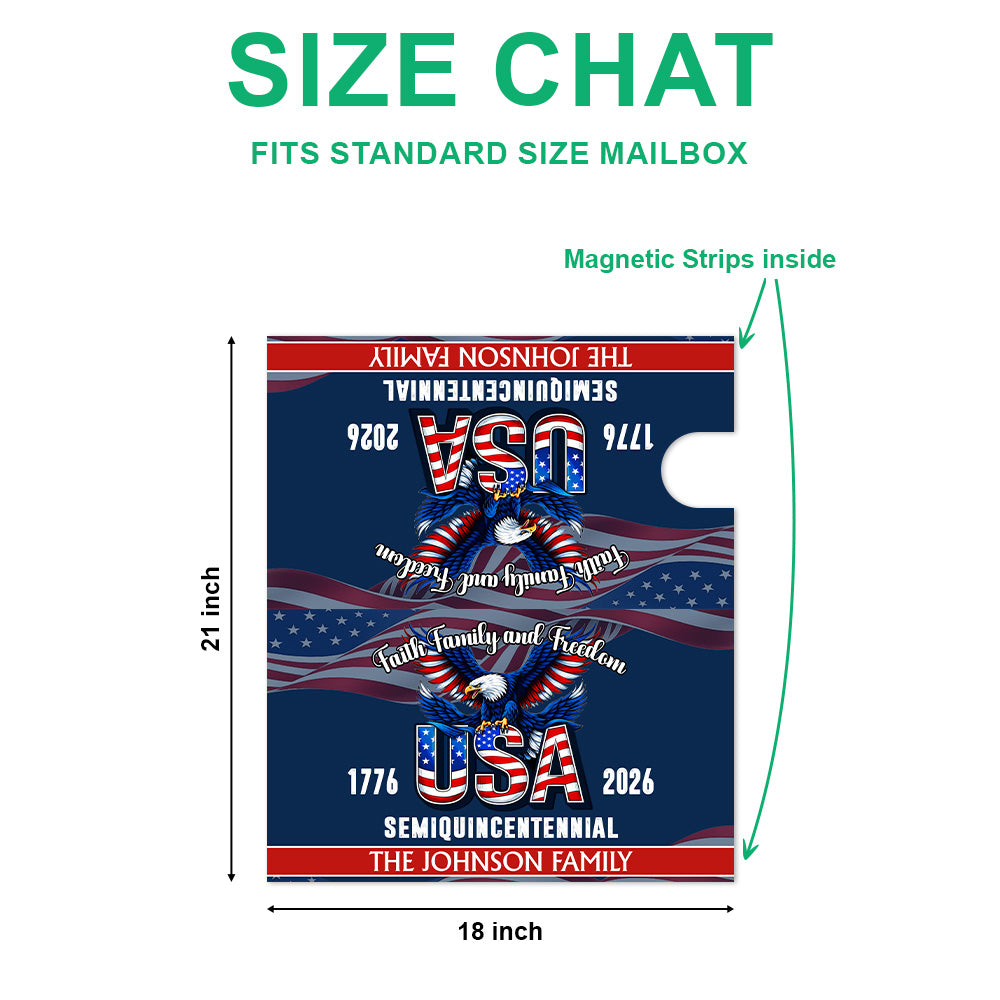 Custom Name Faith, Family & Freedom America 250 Years Patriotic Mailbox Cover CH07 910226