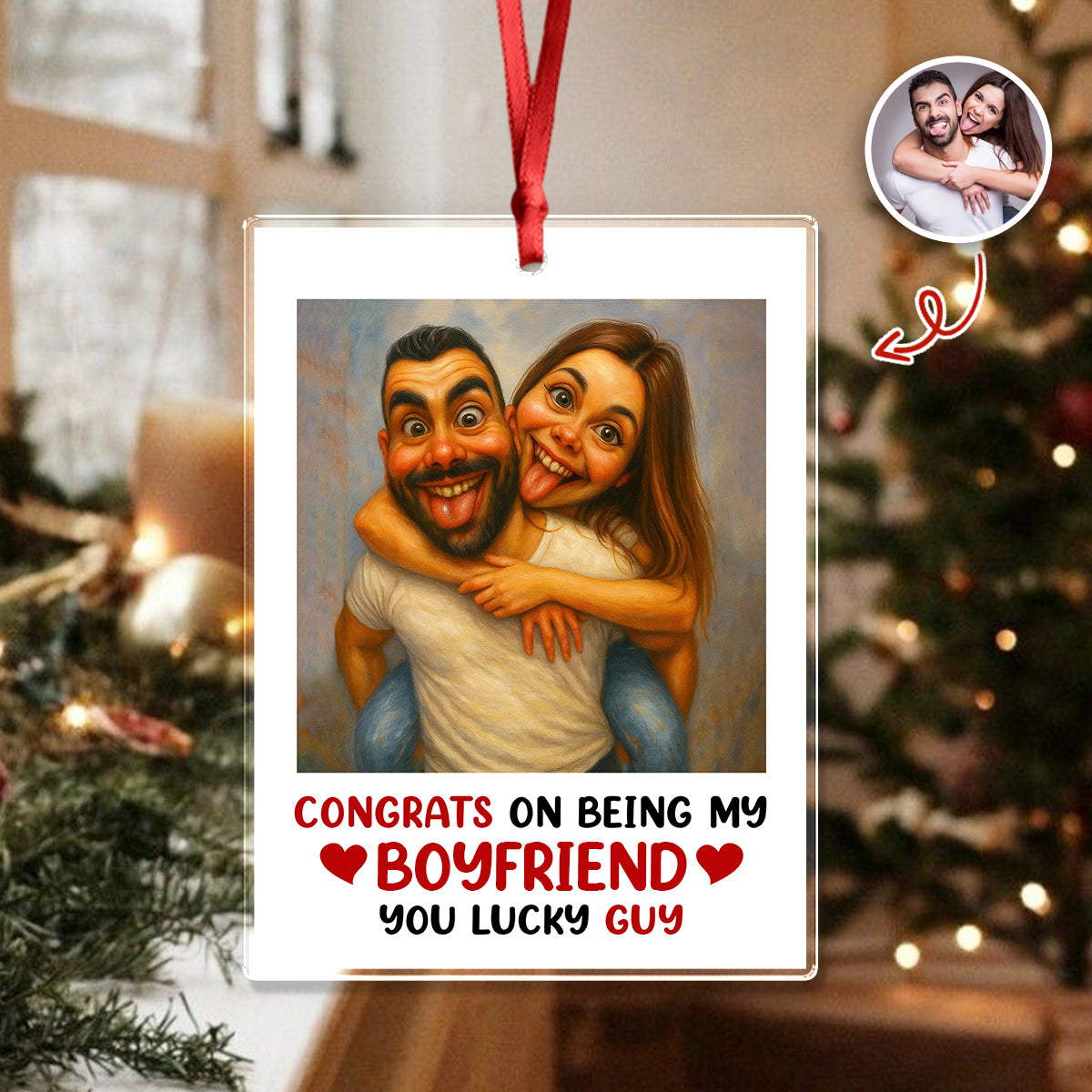 Custom Couple Photo Congrats On Being My Husband Acrylic Ornament LM32 895119