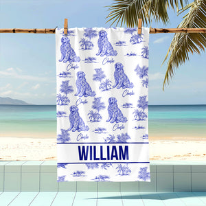 Custom Dog Breeds Chinoiserie Toile De Jouy Style Personalized Beach Towel HA75 892580
