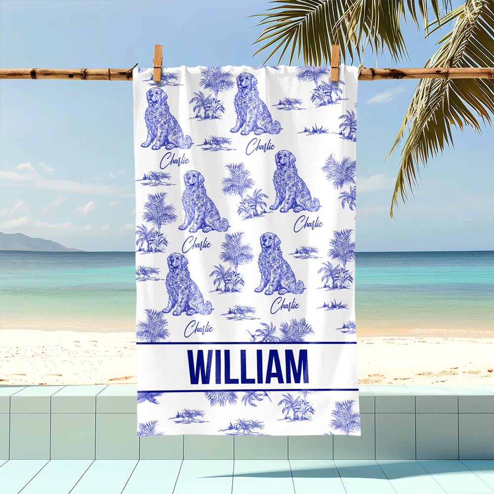 Custom Dog Breeds Chinoiserie Toile De Jouy Style Personalized Beach Towel HA75 892580