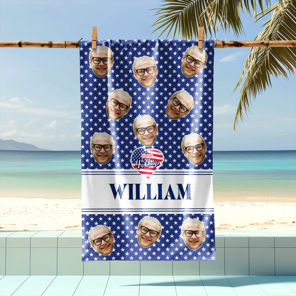 Custom Photo Patriotic America Independence Flag Day Beach Towel LM32 893513