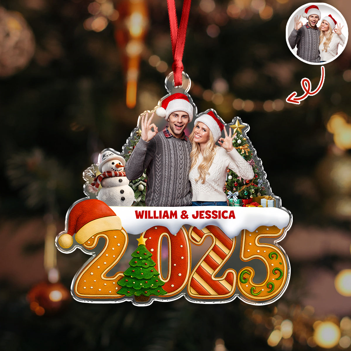 Custom Family Christmas Cake Crew Photo - Personalized Acrylic Ornament CH07 899702