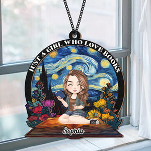 Just A Girl Who Love Books Personalized Book Lovers Suncatcher CH07 896524