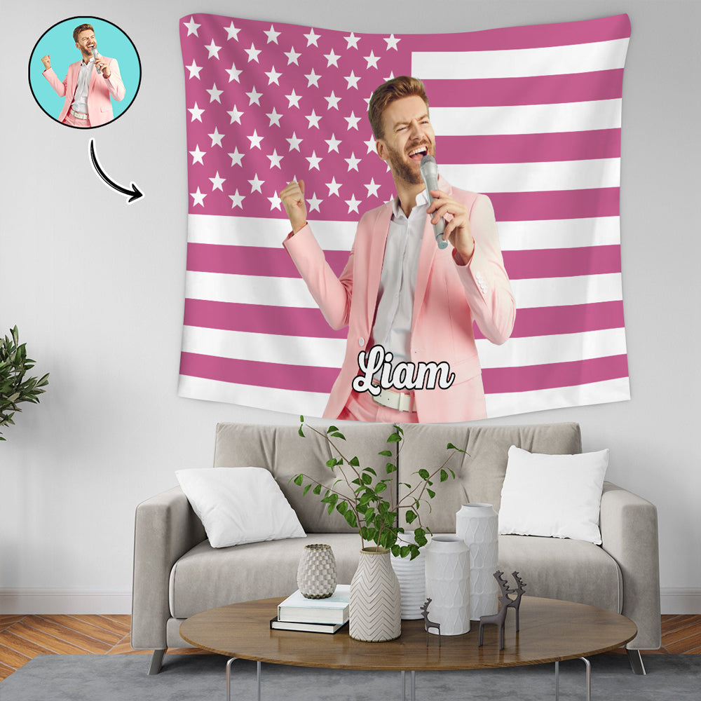 Custom Photo American Flag Tapestry CH07 895622