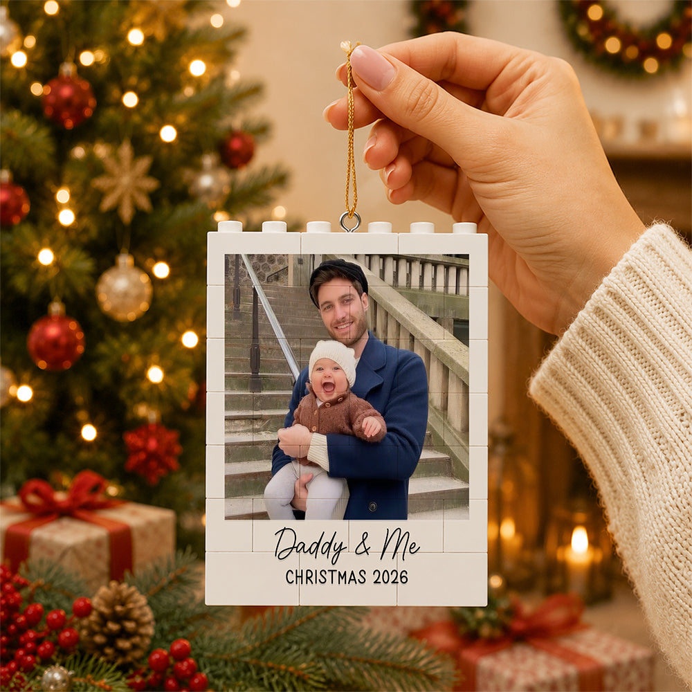 Custom Photo Daddy And Me Building Blocks Ornament For Christmas TH10 170821
