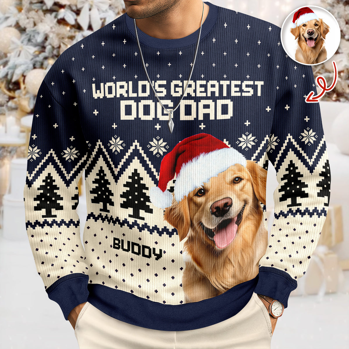 Custom Photo World's Greatest - Personalized Ugly Sweater For Dog Lovers LM32 895561