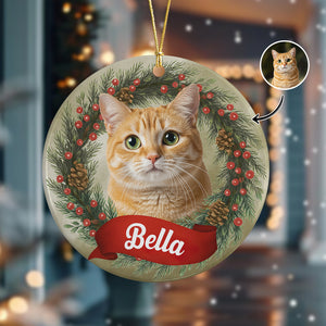 Custom Photo Cat Personalized Ceramic Ornament Christmas Gift For Cat Lovers HA75 897046
