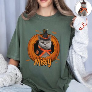 Custom Dog Cat Photo Halloween Pumpkin Comfort Shirt HO82 894926