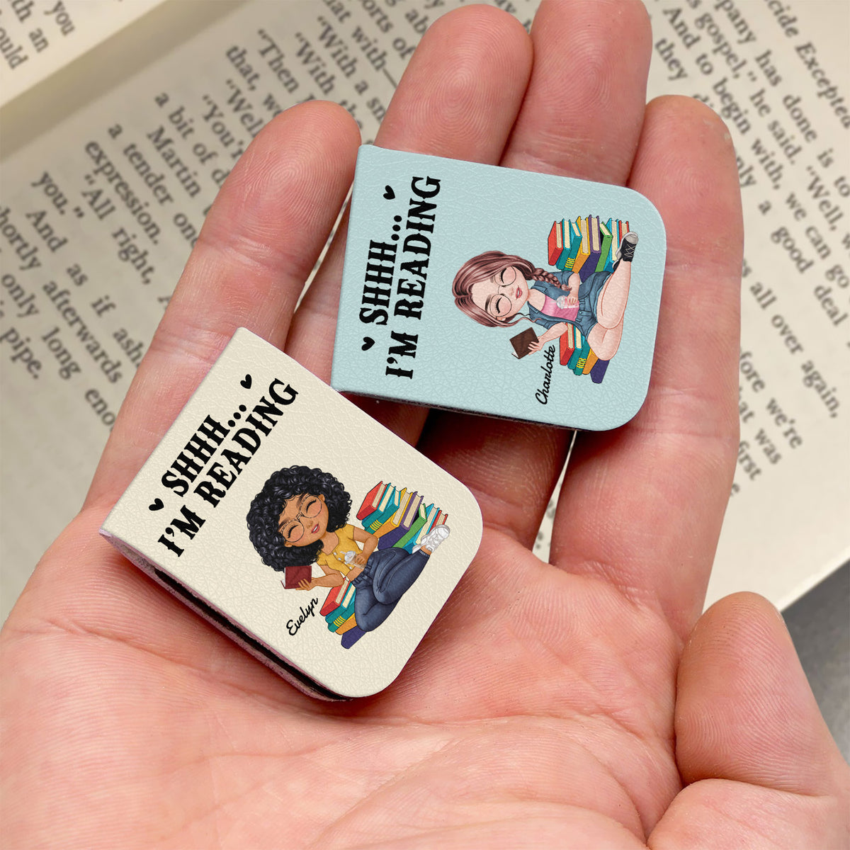 Shhh....I'm Reading Personalized Leather Magnetic Bookmark Funny Gifts For Book Lovers CH07 899490