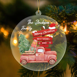 Personalized Family Name Merry Christmas Best Wishes Acrylic Ornament TH10 896317