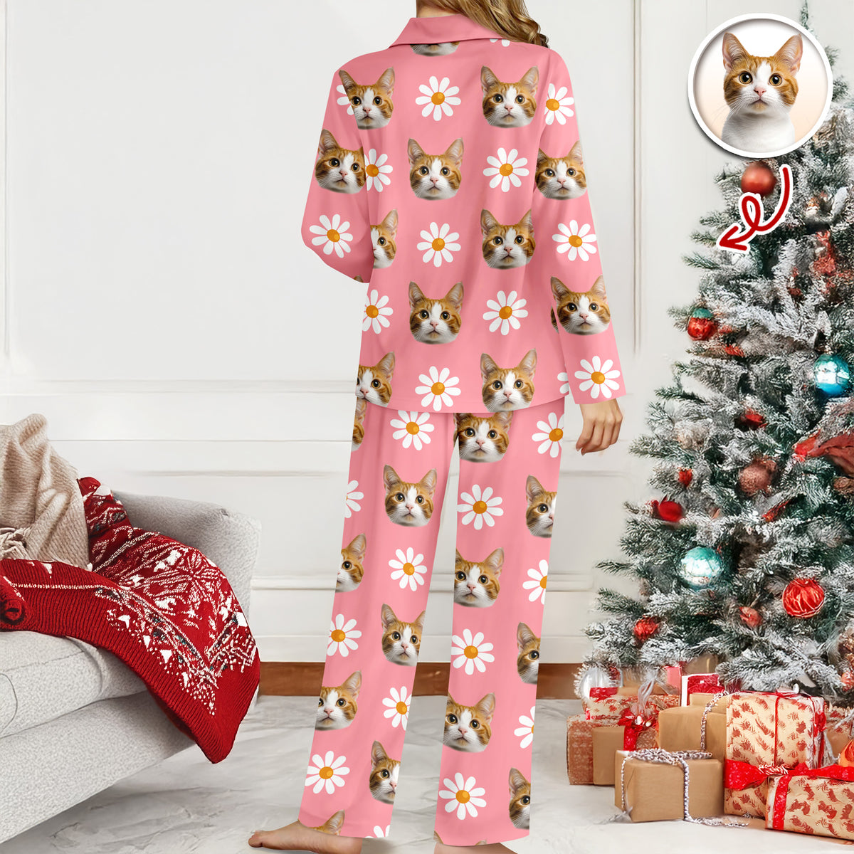 Custom Face Photo With Icon Pajamas Gift For Cat Lovers TH10 896655