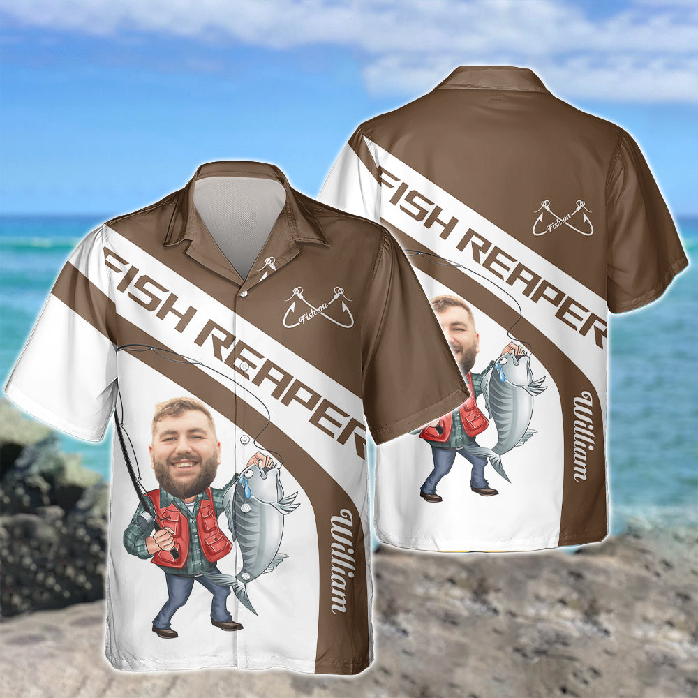 Custom Photo Fish Reaper - Personalized Fishing Hawaiian Shirt HO82 893790