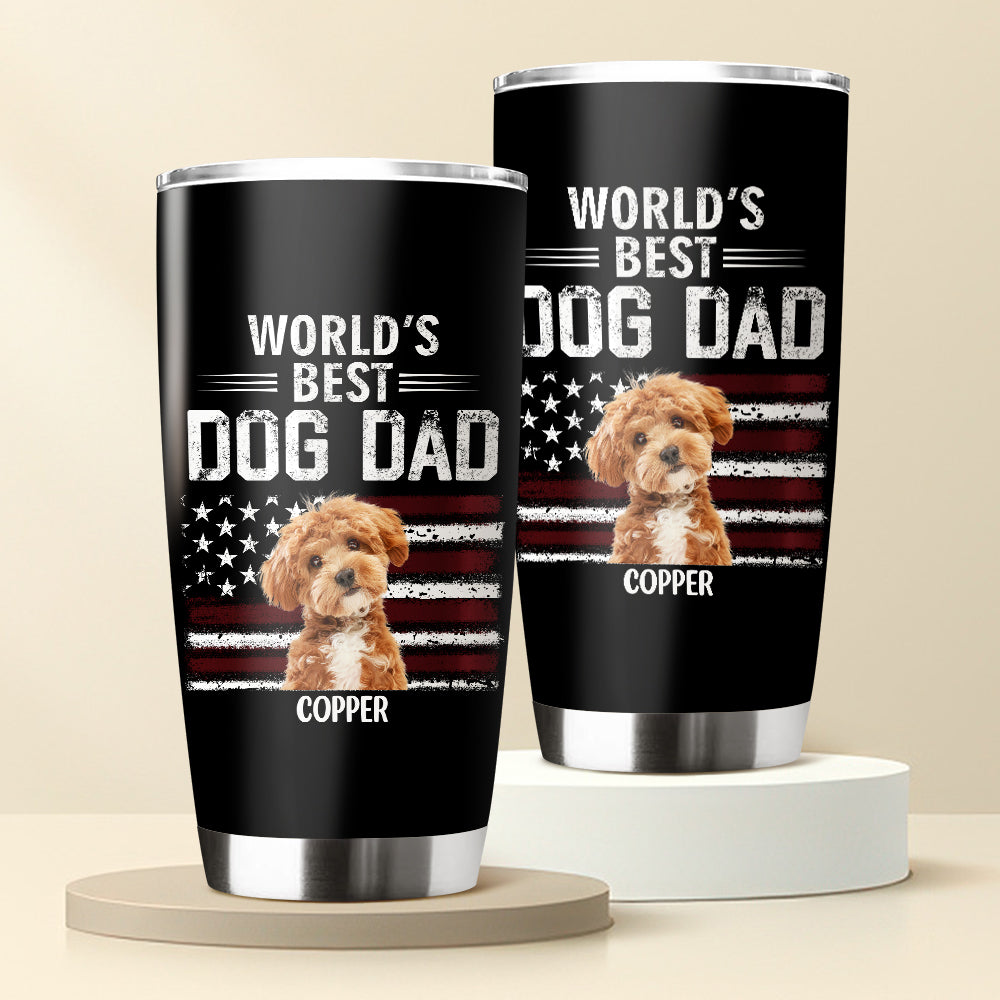 Custom Photo World's Best Dog Dad - Personalized Fat Tumbler Gift For Dog Lovers CH07 895980