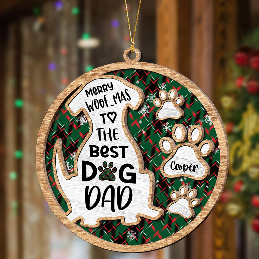 Merry Woof-Mas To The Best Dog Mom Personalized 2-Layered Wooden Ornament CH07 896894