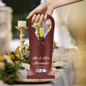Personalized Mr Mrs Wedding Leather Wine Bag Engagement Gift, Wedding Gift CH07 896380