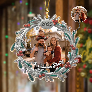 Custom Family Photo 2025 Christmas Wreath Acrylic Ornament LM32 897389