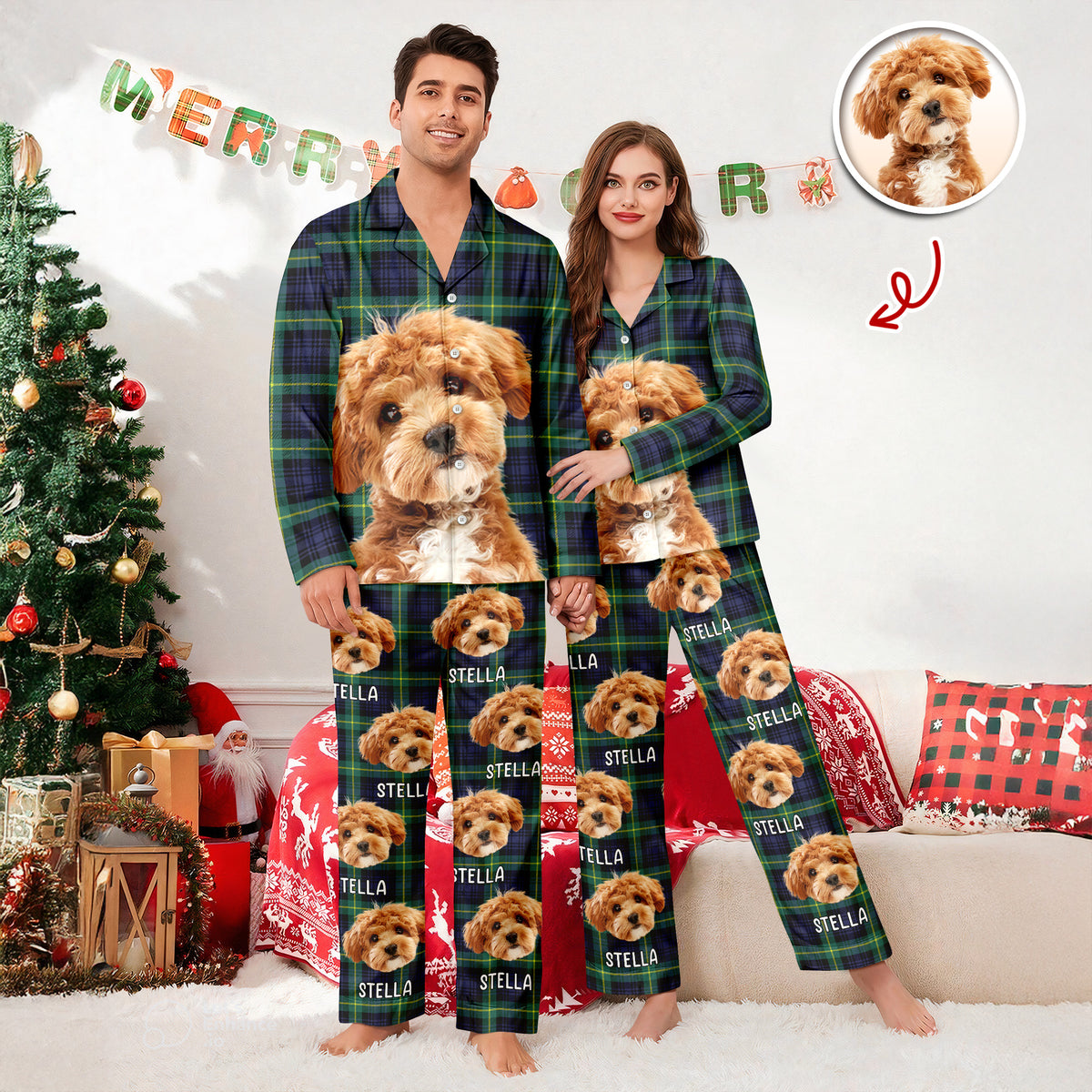 Custom Dog Photo Winter Pattern Pajamas Funny Gift For Dog Lovers CH07 896908