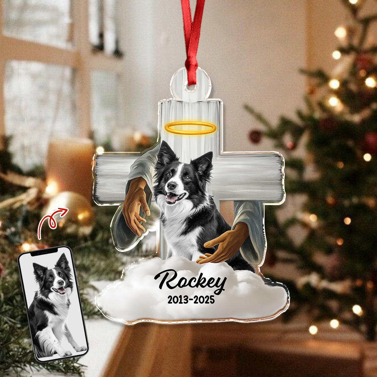 Custom Dog Memorial Photo Dog In Heaven Acrylic Ornament CH07 896636