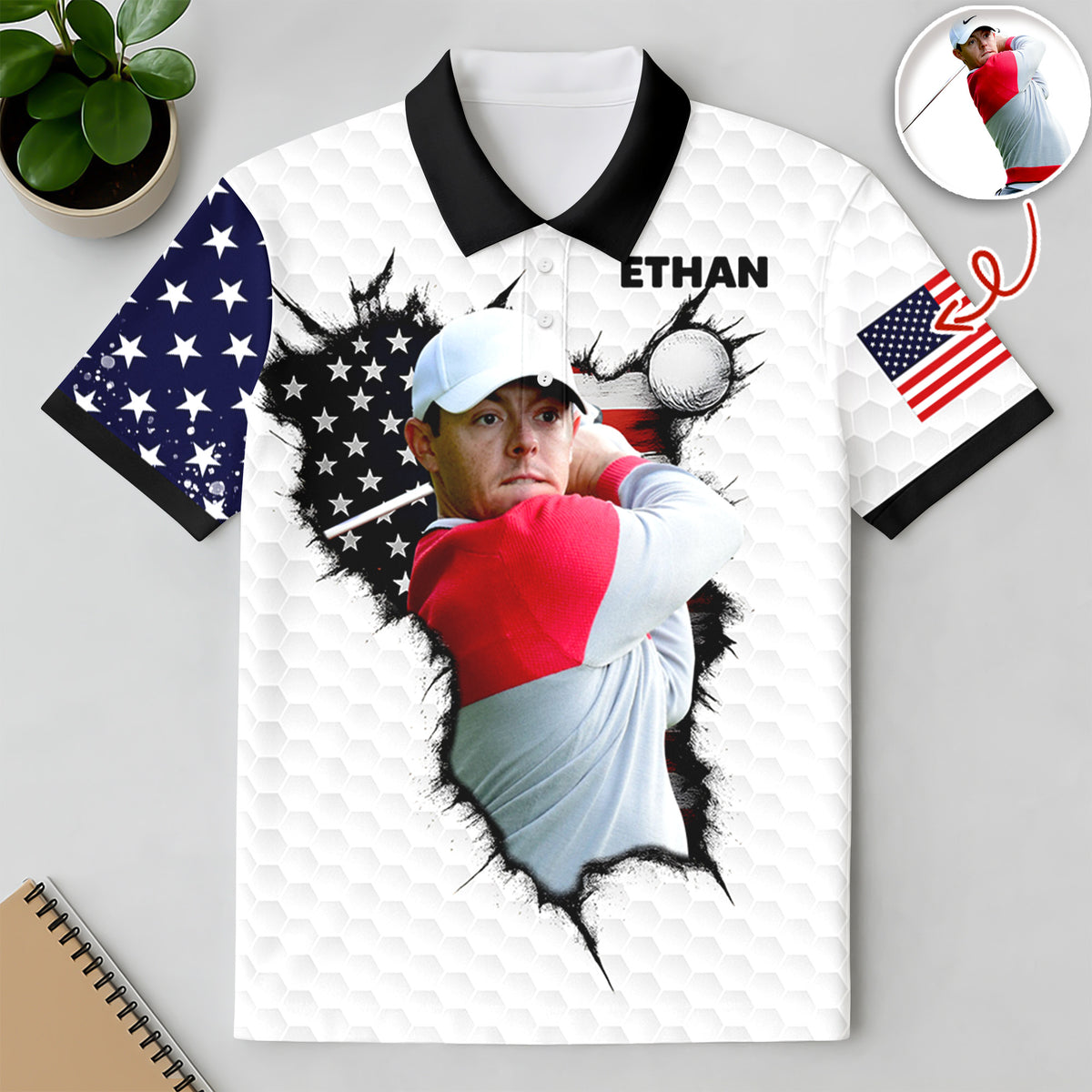 Custom Photo Polo Shirt For Golfer TH10 898097
