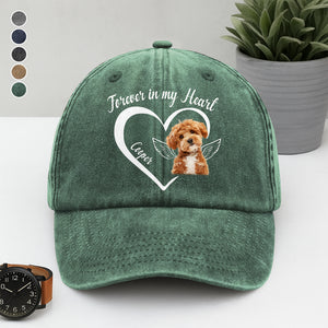 Custom Photo Forever In My Heart Memorial Washed Denim Baseball Cap HA75 892842