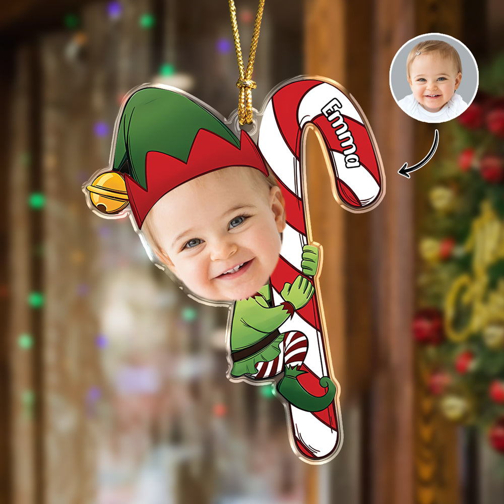Custom Photo Baby Elf Personalized Christmas Acrylic Ornament HA75 898250