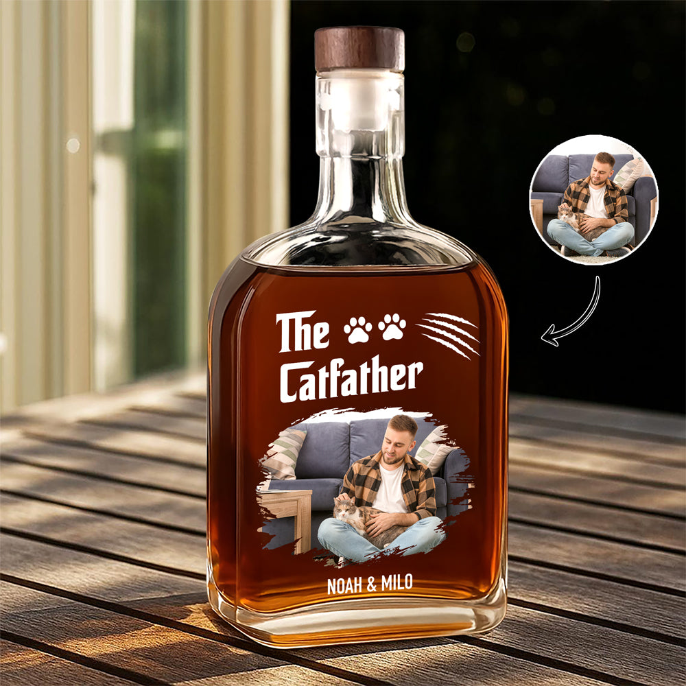 Custom Photo The Dogfather The Catfather Whiskey Bottle For Dog Lovers HA75 897956