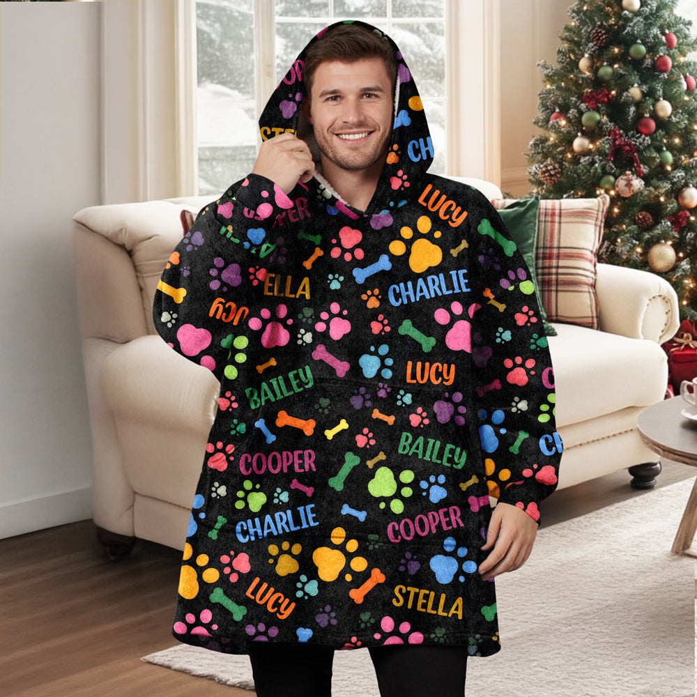 Custom Name Area Bones And Paws Hoodie Blanket HO82 900572