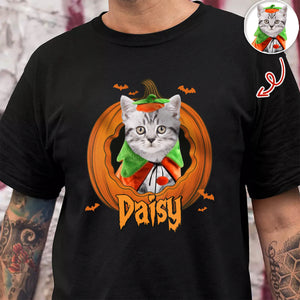 Custom Dog Cat Photo Halloween Pumpkin Dark Shirt HO82 894924