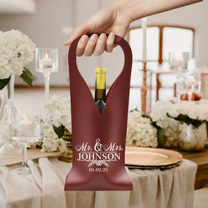Personalized Wedding Leather Wine Bag Engagement Gift, Wedding Gift for Bride & Groom CH07 896540