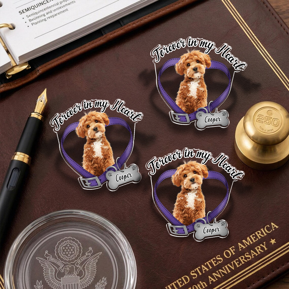 Custom Dog Photo Forever In My Heart Memorial Acrylic Pin CH07 911046