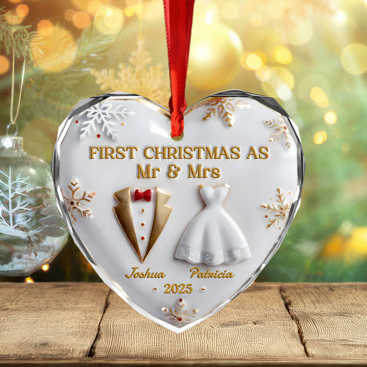 Our First Christmas Together Heart Glass Ornament Personalized Wedding Anniversary Christmas Ornament CH07 896944