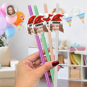 Custom Photo Christmas Party Colorful Straws LM32 895535