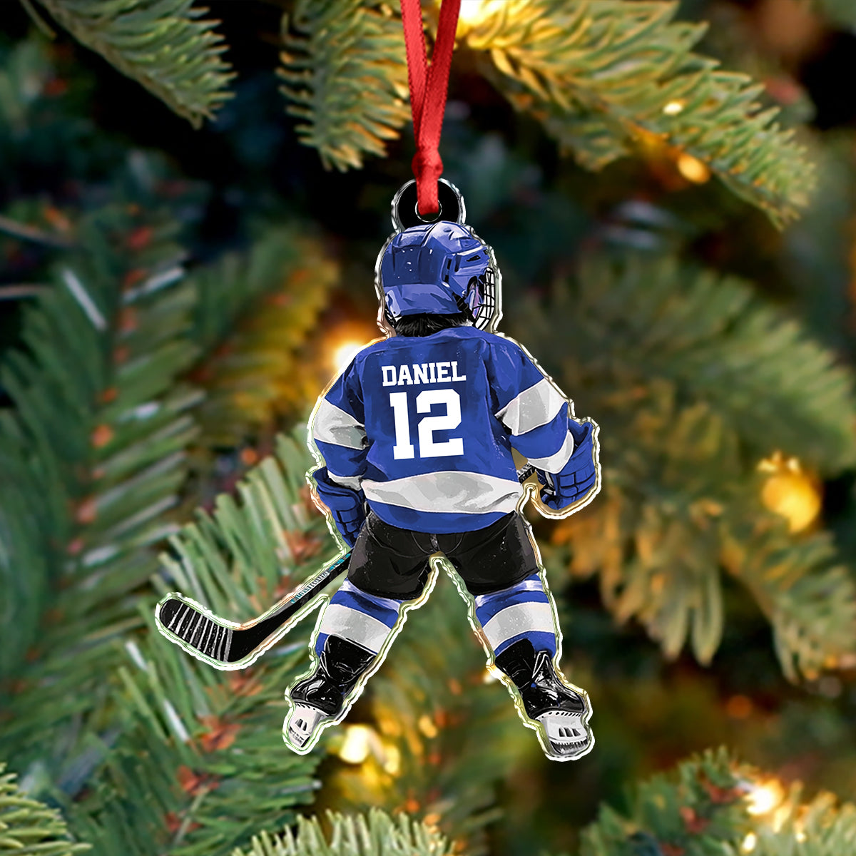 Custom Name Number Personalized Kid Hockey Player Acrylic Ornament HA75 897874