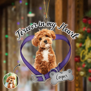Custom Dog Photo Forever In My Heart Memorial Acrylic Ornament HA75 897520