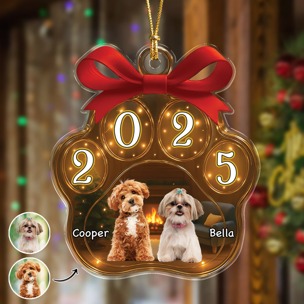 Custom Dog Photo Christmas 2025 Acrylic Ornament Christmas HO82 894750