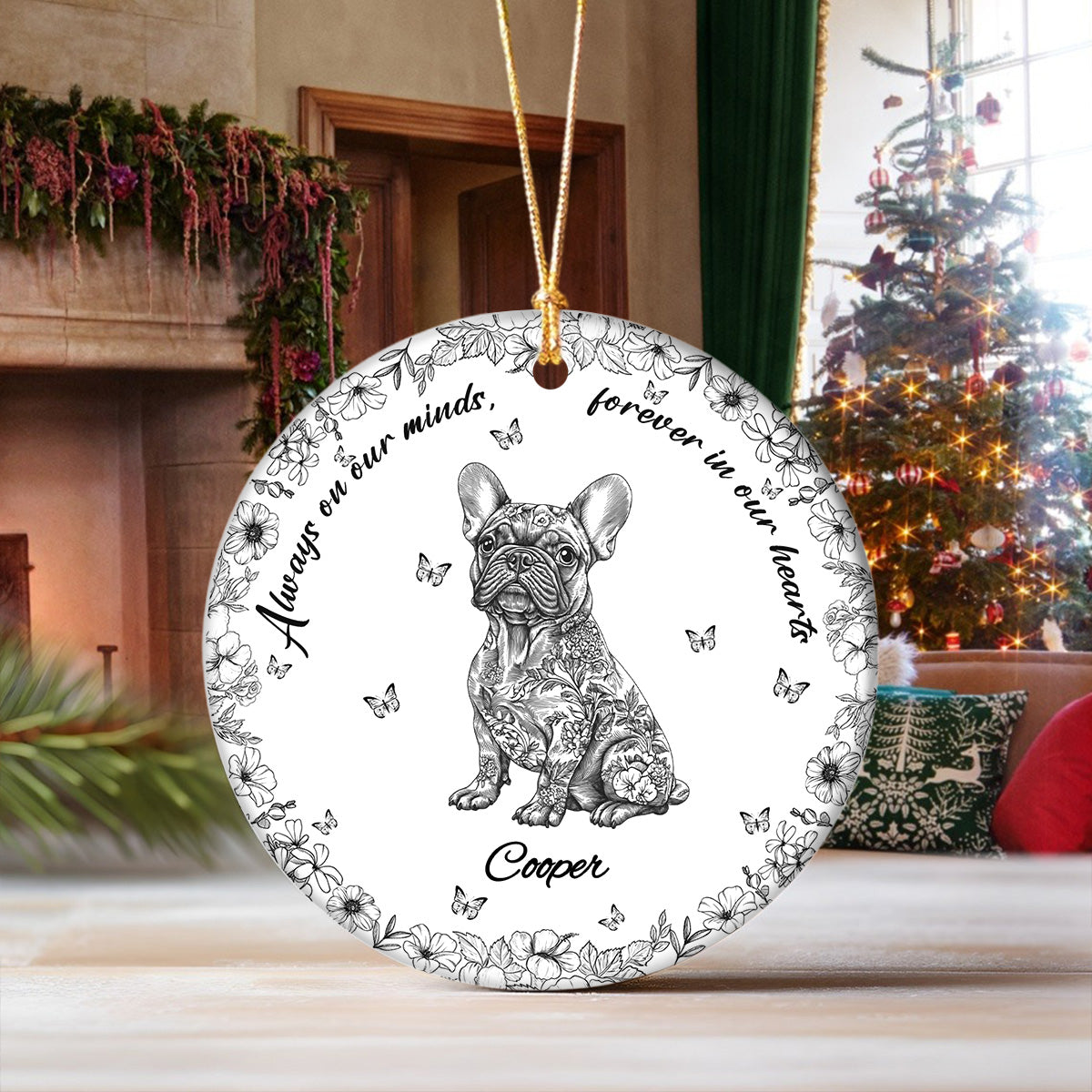 Custom Dog Breeds Not A Day Goes By Memorial Dog Toile De Jouy Style Ceramic Ornament HA75 897124